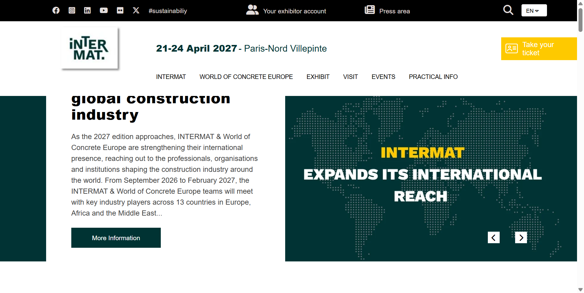 法国巴黎国际工程机械展INTERMAT 2027：全球三大工程机械展之一，以巴黎为支点辐射欧洲、非洲与中东三大市场