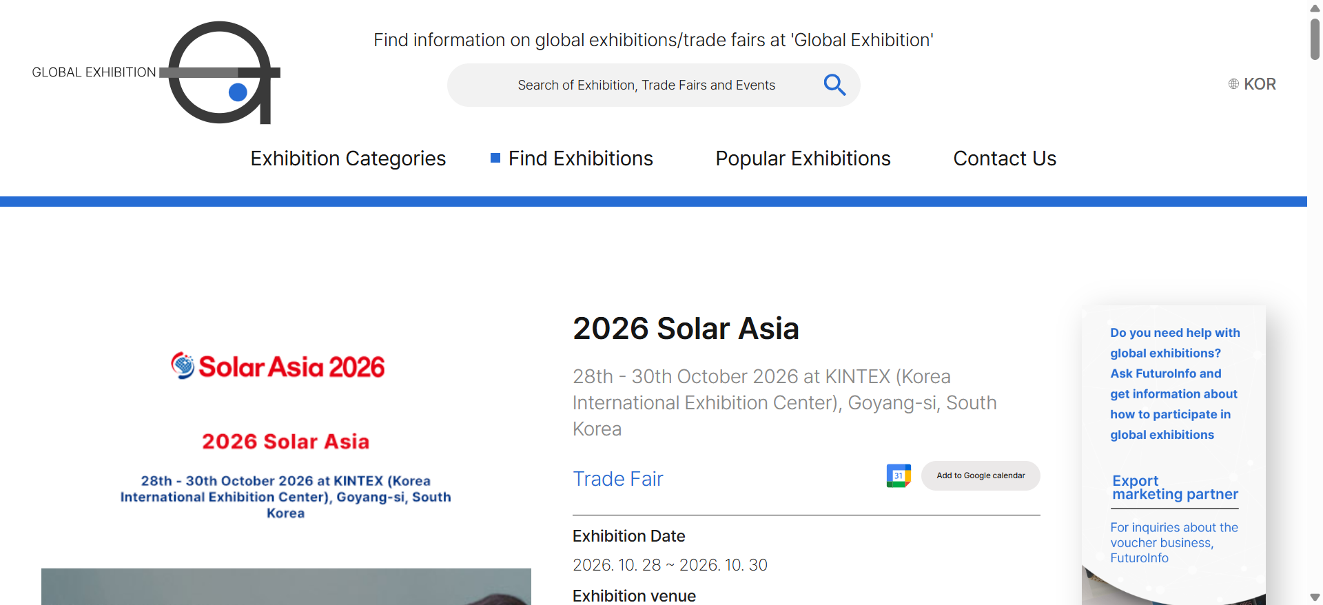 韩国光伏暨电池储能展 Solar Asia 2026：光伏+储能双展联动