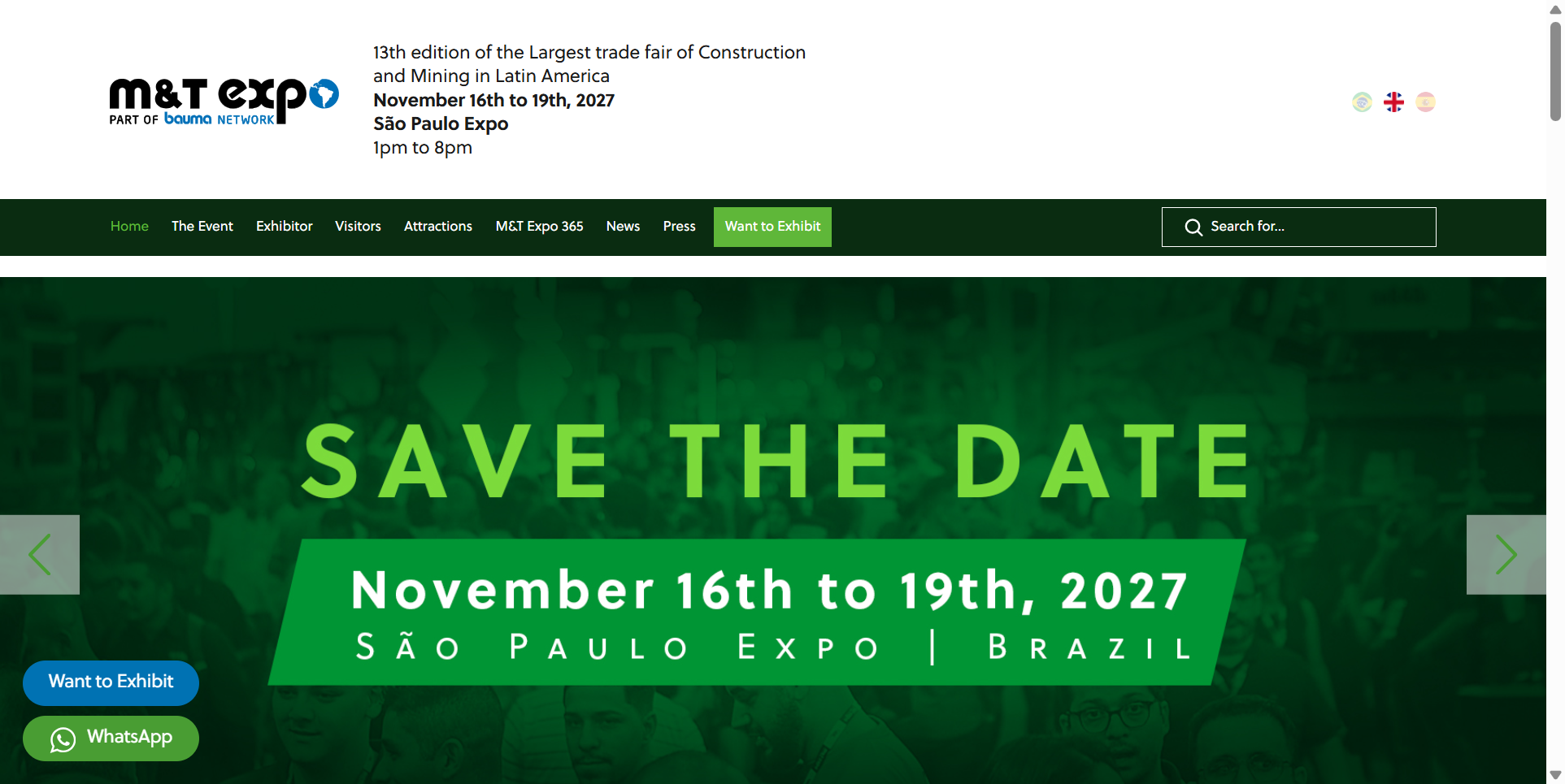 巴西圣保罗国际工程机械矿山机械展览会M&T Expo 2027（bauma NETWORK南美旗舰展）：三年一届，中国工程机械第四大出口市场的总攻窗口