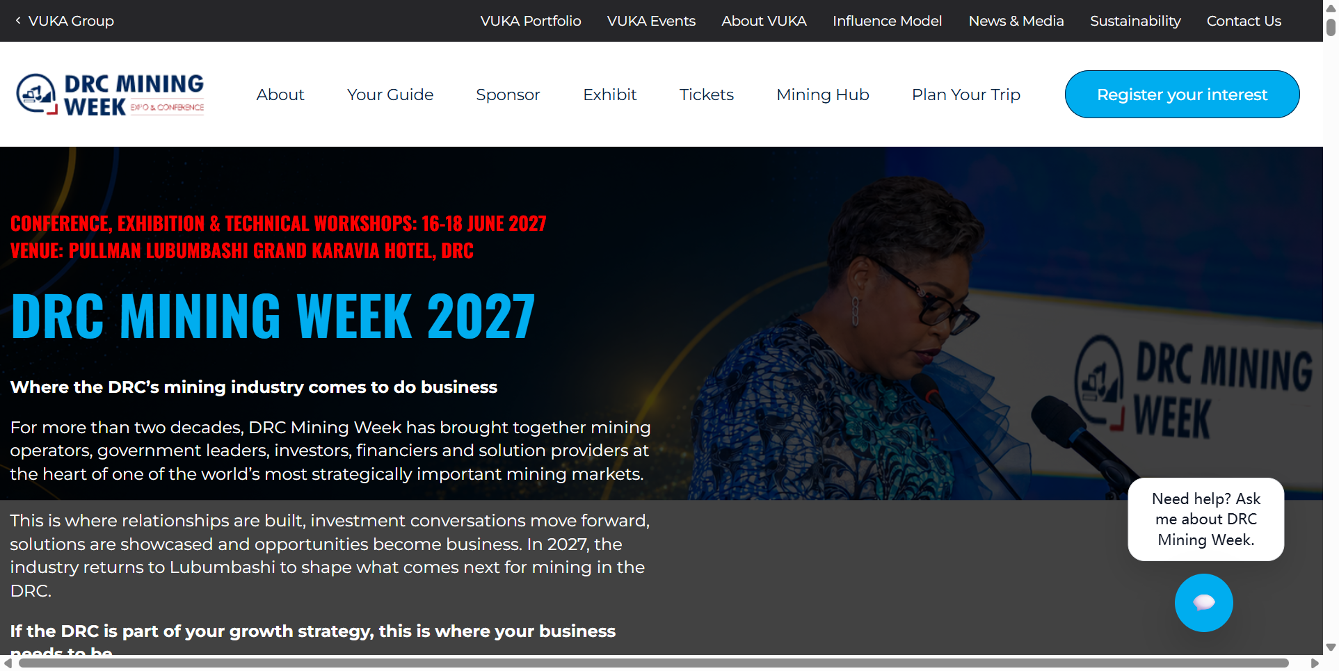 刚果（金）国际矿业周DRC Mining Week 2027：全球70%钴资源产区，世界铜钴之都卢本巴希的掘金窗口